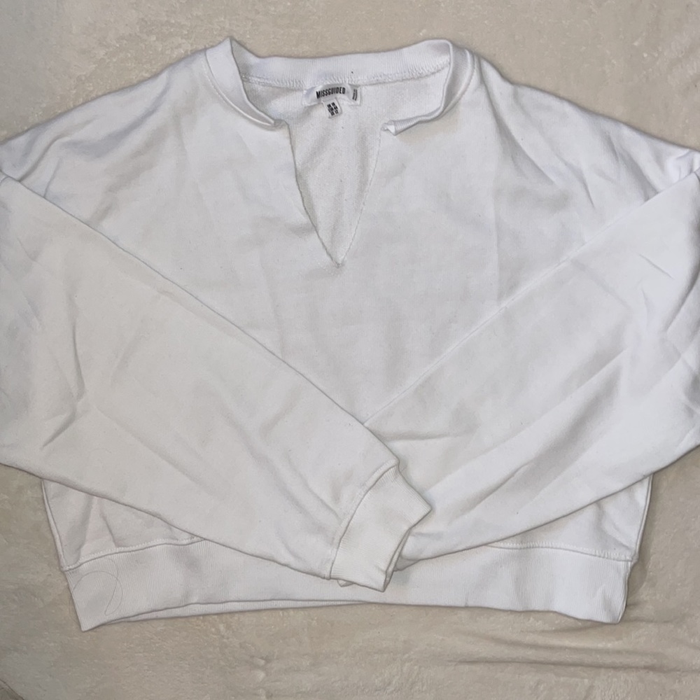 White Misguided Cropped Sweatshirt